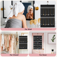Hanging Jewelry Organizer with Metal Hooks for Storage Rolls, Double-Sided Jewelry Holder for Hanging Earrings, Necklaces, Rings Cabinets, Walls,