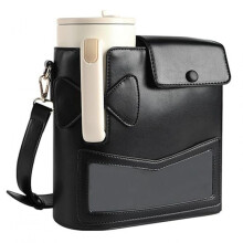 Nowa Uniwersalna Torba Typu Crossbody na Kubek, do Użytku na Zewnątrz, z Uchwytem na Butelkę z Wodą i Regulowanym Paskiem na Ramię, Czarna
