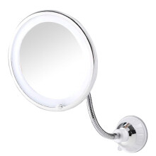 Suction Cup Folding Mirror 360 Degree Rotation LED 10X with Strong Suction Cup Portable Cordless Travel Home Mirror