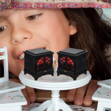 1:12 Scale Dollhouse Fireplace with LED Light, Miniature Furniture Accessory, Black