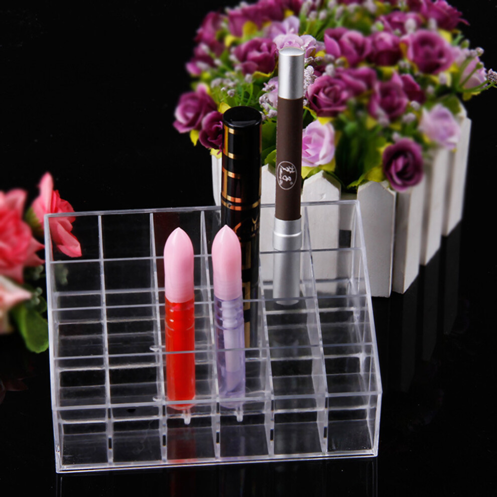 Phui-Pet-Supplies 24-Slot Lipstick Organizer - Clear Makeup Case