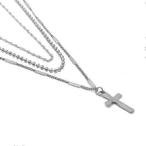 Collier pendentif croix multicouche en alliage d'argent