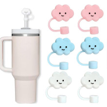 Couvercles de paille en silicone en forme de nuage mignon pour gobelet Stanley, protection pour paille de boisson gazeuse, bo