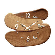 (Wood Grain Color) Silent Vintage Wall Clock - Wood & Metal 30x25cm