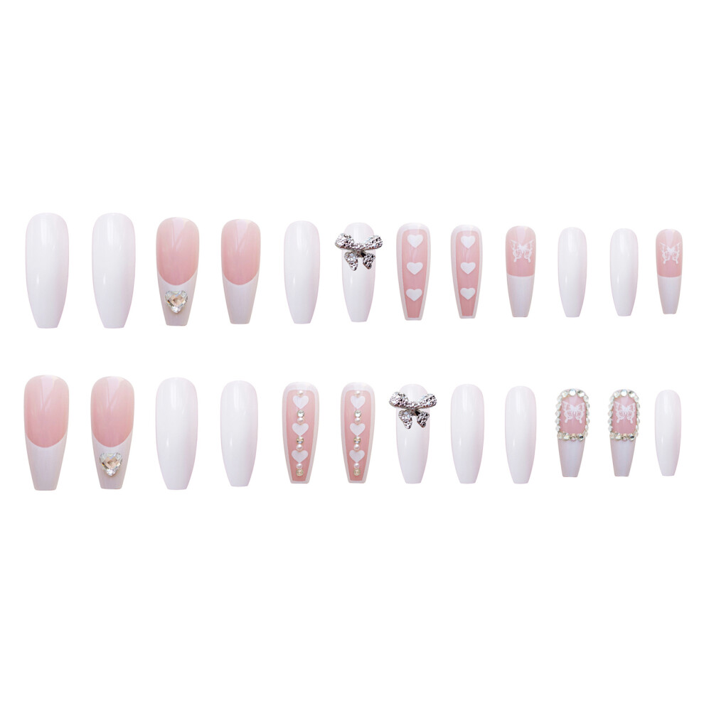 Roc-Electron (Standard) 24Pcs Shiny Butterfly Fake Nails Long Flat Head