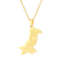 Goldene Halskette mit Anhänger "Pakistan" mit Stadtsymbol für Damen und Herren, Modischer Schmuck mit Pakistanischen Landkarten