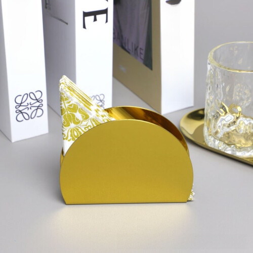 (Silver)Nordic Iron Semicircular Tissue Holder With Logo Customization For Restaurant 1