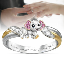 (10) Women\'s Cartoon Animal Crystal Ring