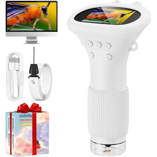 Microscope pour téléphone portable pour enfants, microscope de poche portable 200X, écran IPS 2 pouces, microscope USB, éclai