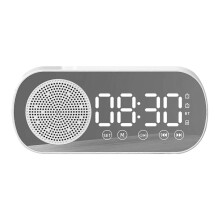 Réveil multifonctionnel intelligent avec haut-parleur Bluetooth et miroir numérique pour la maison, l'école ou le bureau (ver