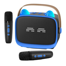 Tragbarer -Lautsprecher, -Karaoke-Maschine mit 2 Mikrofonen, K Song Family Sing Machine, Blau