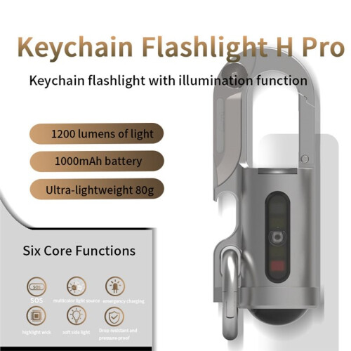 Rechargeable Keychain Flashlight EDC  Keychain Flashlight Waterproof Compact Pocket COB Light for Outdoor Work Black