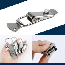 10Pcs Spring Loaded Toggle Catch, Stainless Steel Spring Toggle Lock with Padlock Hole for Cabinet, Wooden Case Large
