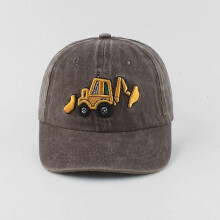 Neue, gewaschene Baumwoll-Baseballkappen für Babys mit Cartoon-Bagger-Stickerei, Kinderkappen, Outdoor-Sommer-Snapback-Hüte f