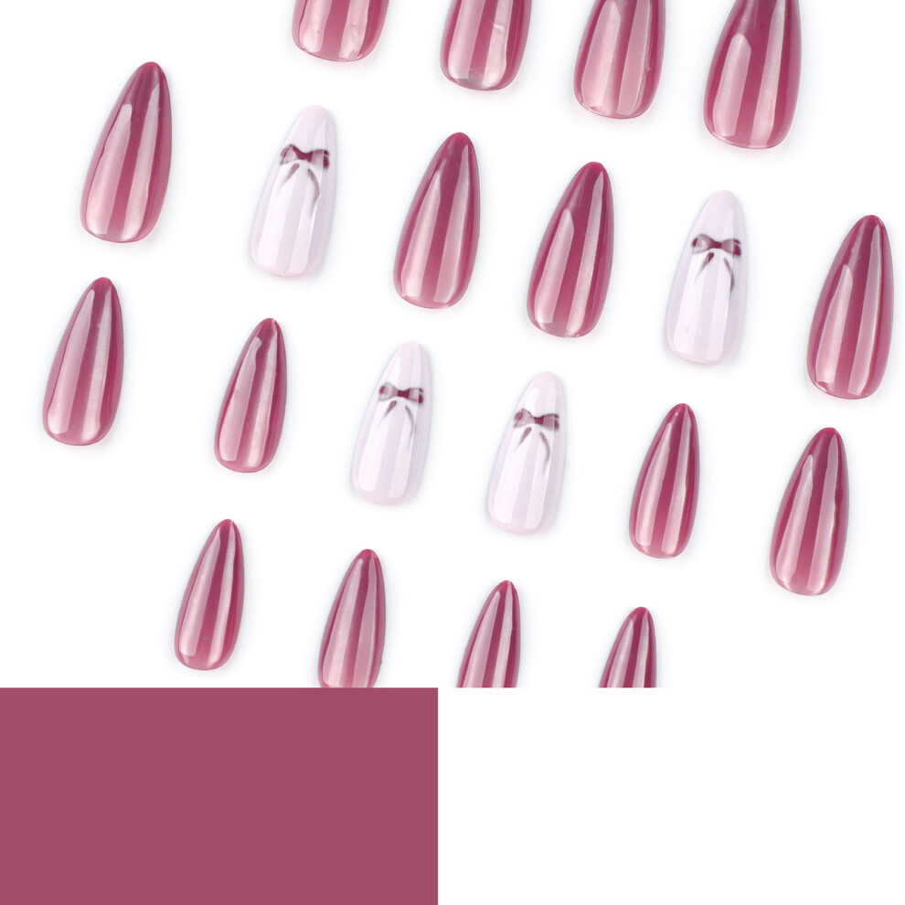 Reach-Tools Pink Cat Eye Almond Fake Nails For Women