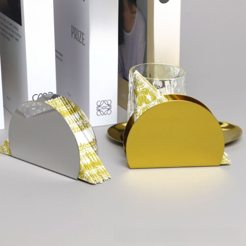 (Gold)Nordic Iron Semicircular Tissue Holder With Logo Customization For Restaurant 2