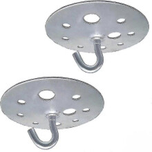 Stevige plafondhaak met ronde voetplaat van 90 mm voor kroonluchtermontage, 2 stuks