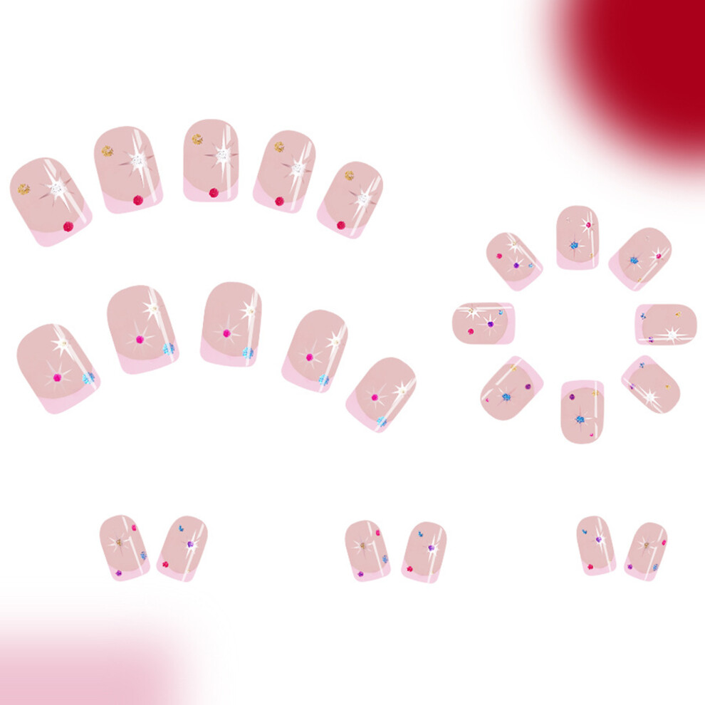 Roc-Electron Pink French Tip False Nails - 50 Char