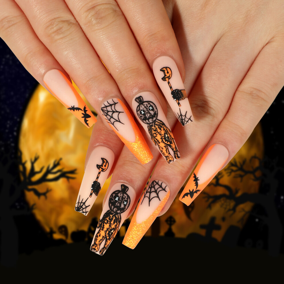 Reach-Tools (Jelly Glue Model) Halloween Spider Web Fake Nails - Easy Apply & Peel Off