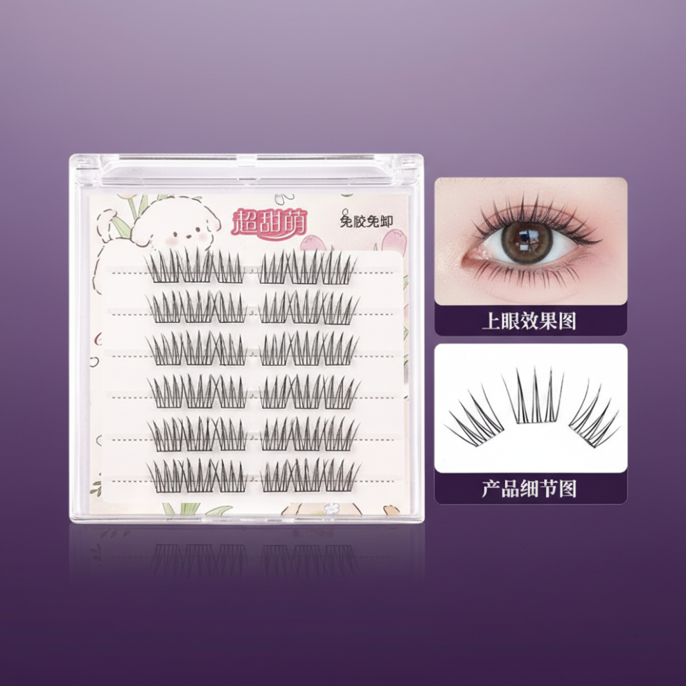 Roc-Electron (6 Pairs No Glue) Natural Curly False Eyelashes - Lightweight & Comfortable