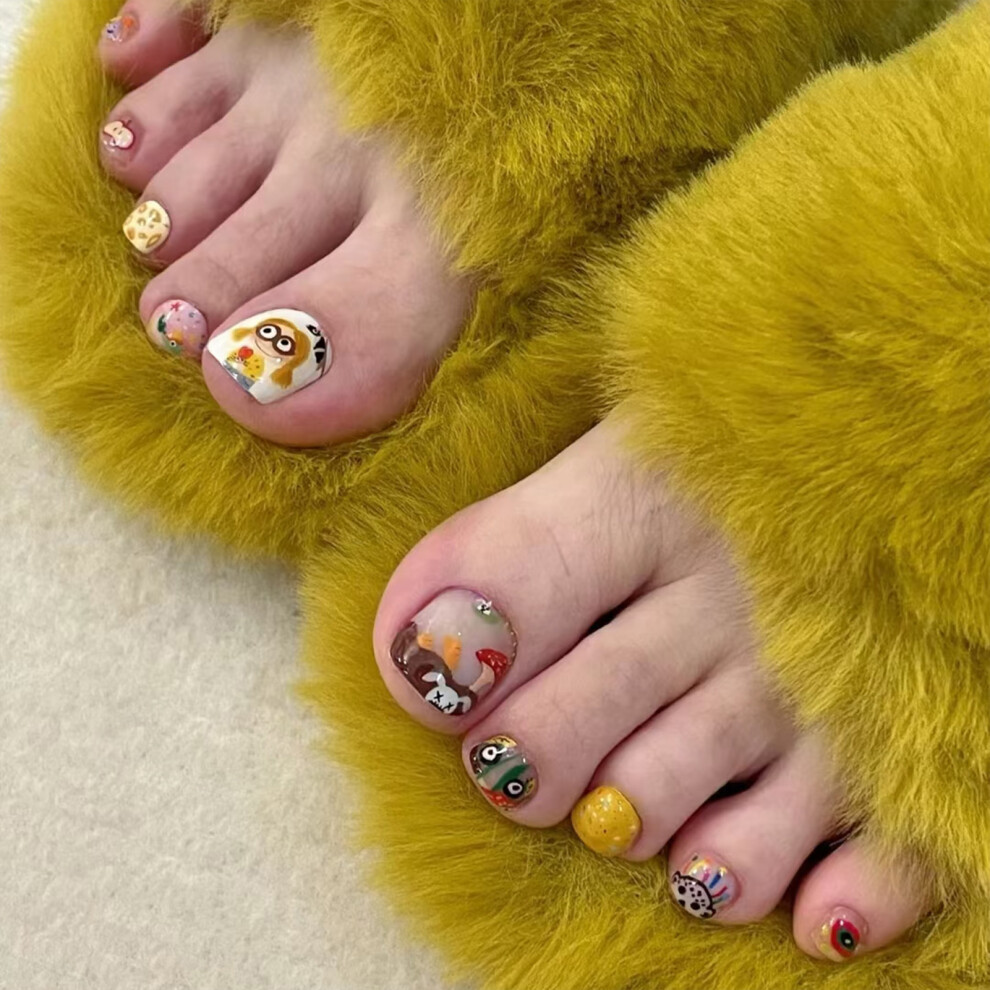Hue-Grain Glitter Fake Nails For Travel & Dating, Long Lasting