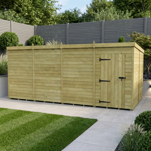 16 x 8 Pent Shed Tanalised (Single Door, No Windows)