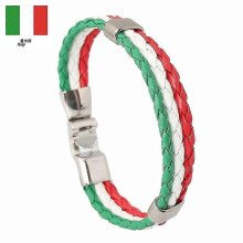 Pulsera de cuero tejida con bandera de moda para mujeres y hombres, accesorios de joyería, pulsera sencilla de PU con el país