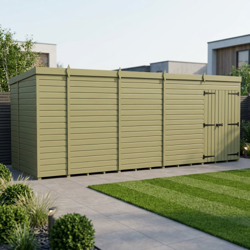 20 x 5 Pent Shed Tanalised (Double Door, No Windows)