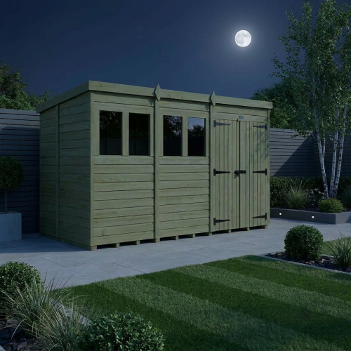 20 x 5 Pent Shed Tanalised (Double Door, With Windows) 2