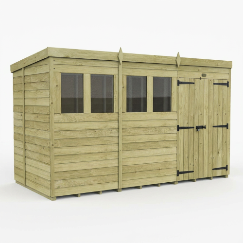 20 x 5 Pent Shed Tanalised (Double Door, With Windows) 1
