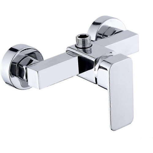 Miscelatore doccia moderno a parete cromato per acqua calda e fredda.
