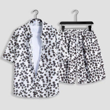 (Style E,M)Youthful Summer Hawaiian Beachwear Set With Print Design And Tech For Surfing