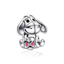 Ciondolo a forma di asinello in argento sterling 925 con perline, compatibile con bracciali da donna. Regalo ideale per le fe