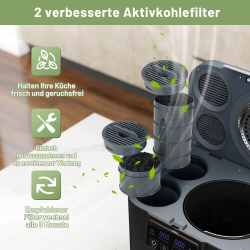 Electric Kitchen Composter, 4L Capacity, Odor Control Filters 1