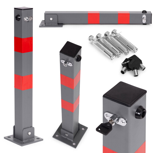 Poste de aparcamiento plegable con llave, 60 cm de hierro 1