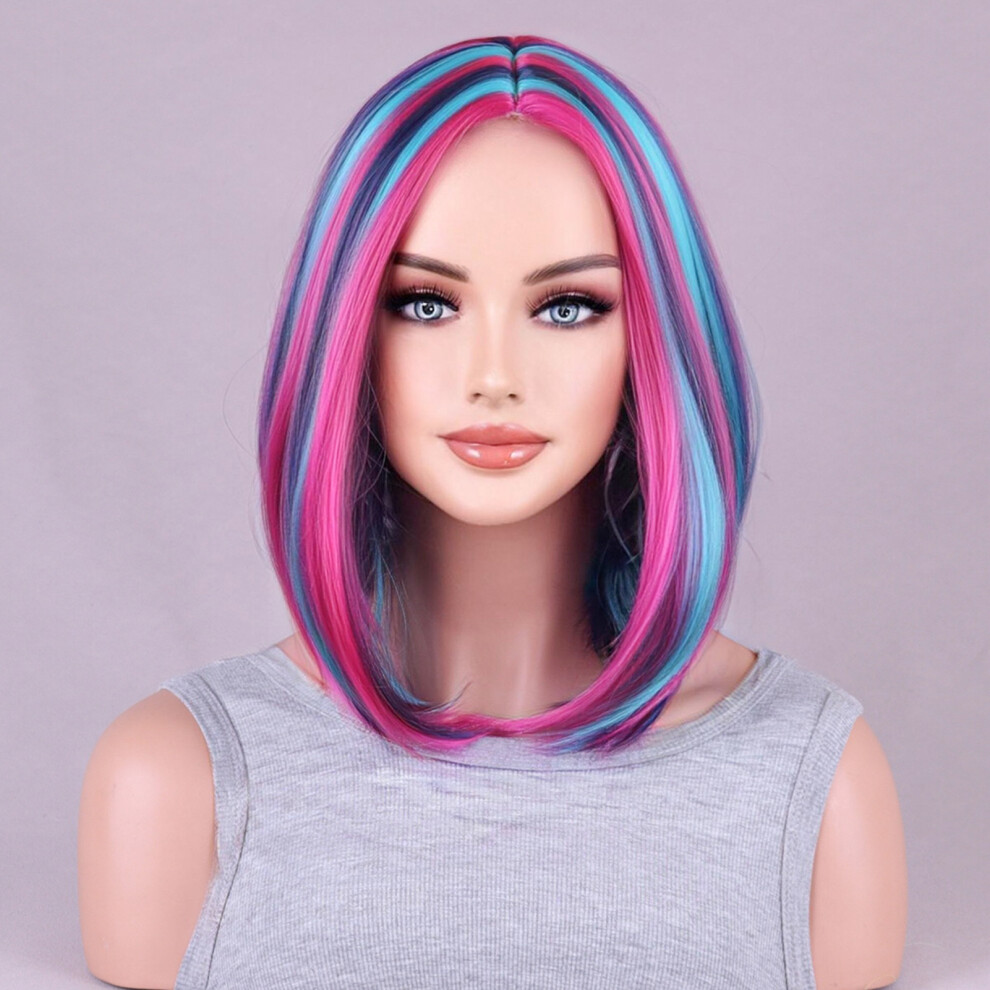 Bright-Home 12Inch Woman Gradient Short Wigs Heat-Resistant Synthetic Fibre Wig For Photography Stage Movie Hair