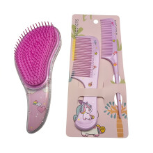 (3pcs) 3pcs Cute Unicorn Cartoon Hairbrush Set, Quicksand Glitter Detangling Air Cushion Brush Wide-Tooth Comb Pointed
