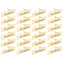(Golden) 48 pcs Handmade Metal Labels Crochet Tags for Handmade Items with Shim Rectangle Alloy Tags Multi-Purpose Hand Made Labe