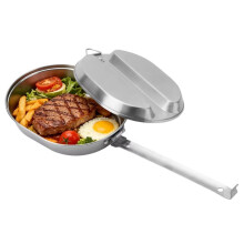 Portable Camping Lunch Box with Handle,Stainless Steel Tray Frying Pan for Outdoor Camping Hiking Picnic Beach Traveing