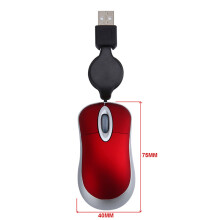 USB Kabel Gebundene Maus Einziehbares Kabel Kleine Maus 1600 DPI Optisch Kompakte Reise MäUse für Windows 98 2000 XP Vista Ve (Blau)