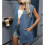 Damen Vintage Jeansweste Übergroße Button-Down-Jeansweste Blau M 5