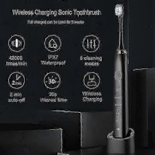 Sarmocare S100 Sonic Οδοντόβουρτσα USB Επαναφορτιζόμενη Αδιάβροχη με 8 Κεφαλ 1