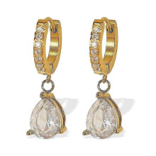 Øredobber, Minimalistisk Retro Titanstål Utsøkt Zirkon Vanndråpeformet Hoop Elegant Øredobber for Damer