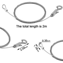 5Pcs Picture Hanging Wire Kit, 2M x Φ1.5mm Stainless Steel With Wire Adjustable Hook and Rail Moulding Hook