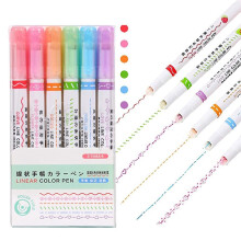 6 Delar Curve Highlighter Set med 6 Olika Kurvformade Spetspennor, FäRgglada Curve Pennor, Highlighter, Olika FäRger