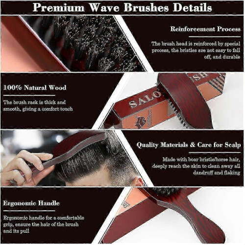 Χτένα μαλλιών Boar Bri Stle Wave Brush Comb με λαβή ευκαλύπτου καφέ 1
