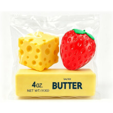 3 Stück zufällige Farb-Erdbeer-Käse- und Butter-Squishy-Spielzeuge, weiche sensorische Spielzeuge in Lebensmittelform –
