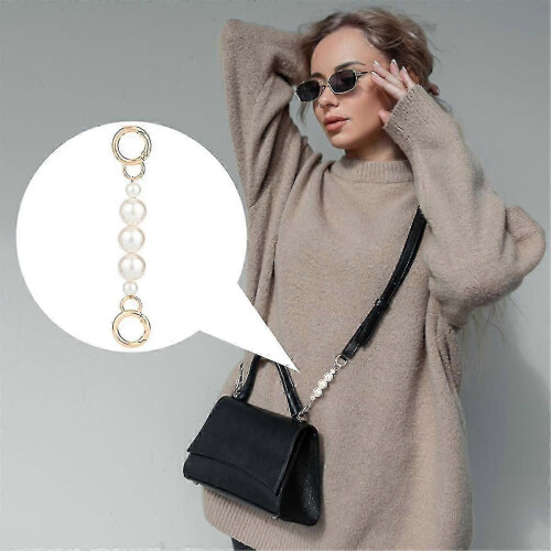 2 Pcs Gold Bow Bag Extender Chain, Metal Pearl Extender Chains, Bow Pattern Purse Strap Replacement 1