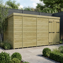 14 x 9 Pent Shed Tanalised (Double Door, No Windows)