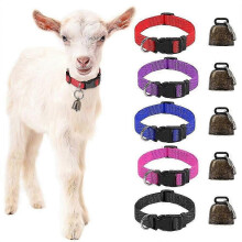 Conjunto de 5 coleiras ajustáveis para gado com campainhas para cabras, ovelhas e vacas, resistentes e confortáveis